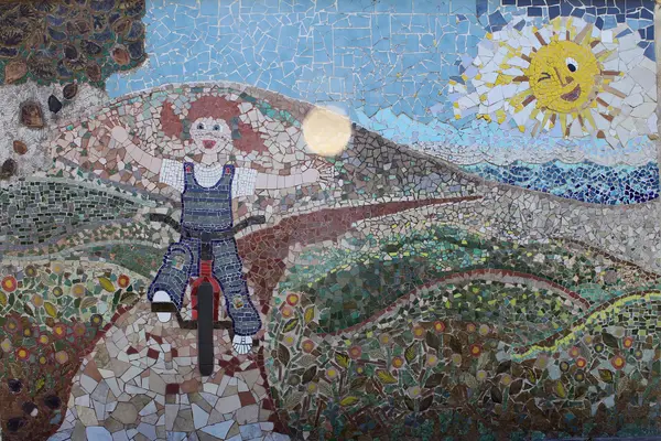 Mural del muro 9, cara A: A pasear en bici