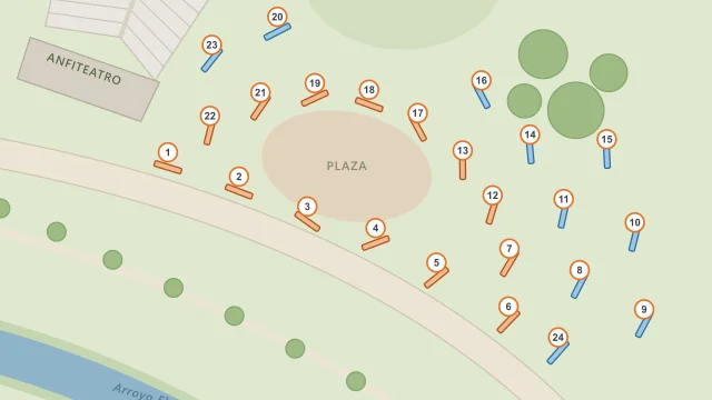 Plano del Parque de la Bienal con los 24 muros numerados