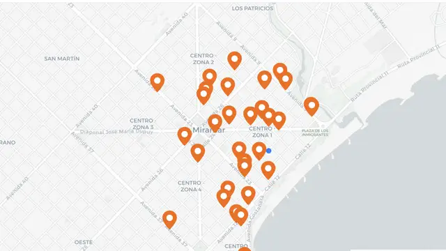 Plano de hoteles 2 y 3 estrellas de Miramar
